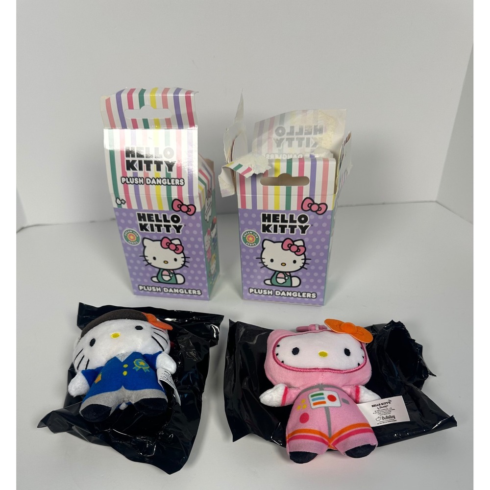 Hello Kitty Plush Danglers Dream Job Series Astronaut & Jockey Set of 2 New